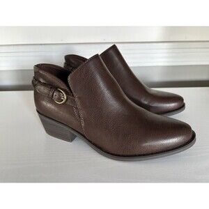 BARETRAPS PALMER ANKLE BOOTIES WOMEN'S SIZE 7  Brush Brown BLOCK HEEL BUCKLE